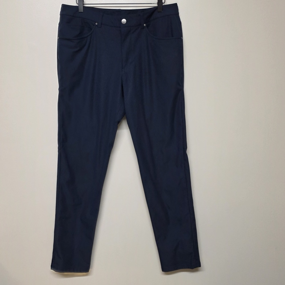 Lululemon Commission Pant Slim 34‎ Mens Blue Five Pocket LM5972S Preppy Office